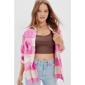 American Eagle Plaid Oversized Button Down Shirt